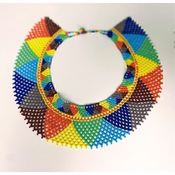 New Beautiful Handmade Colorful Beaded Mexican Collar Necklace - Picture 1 of 5